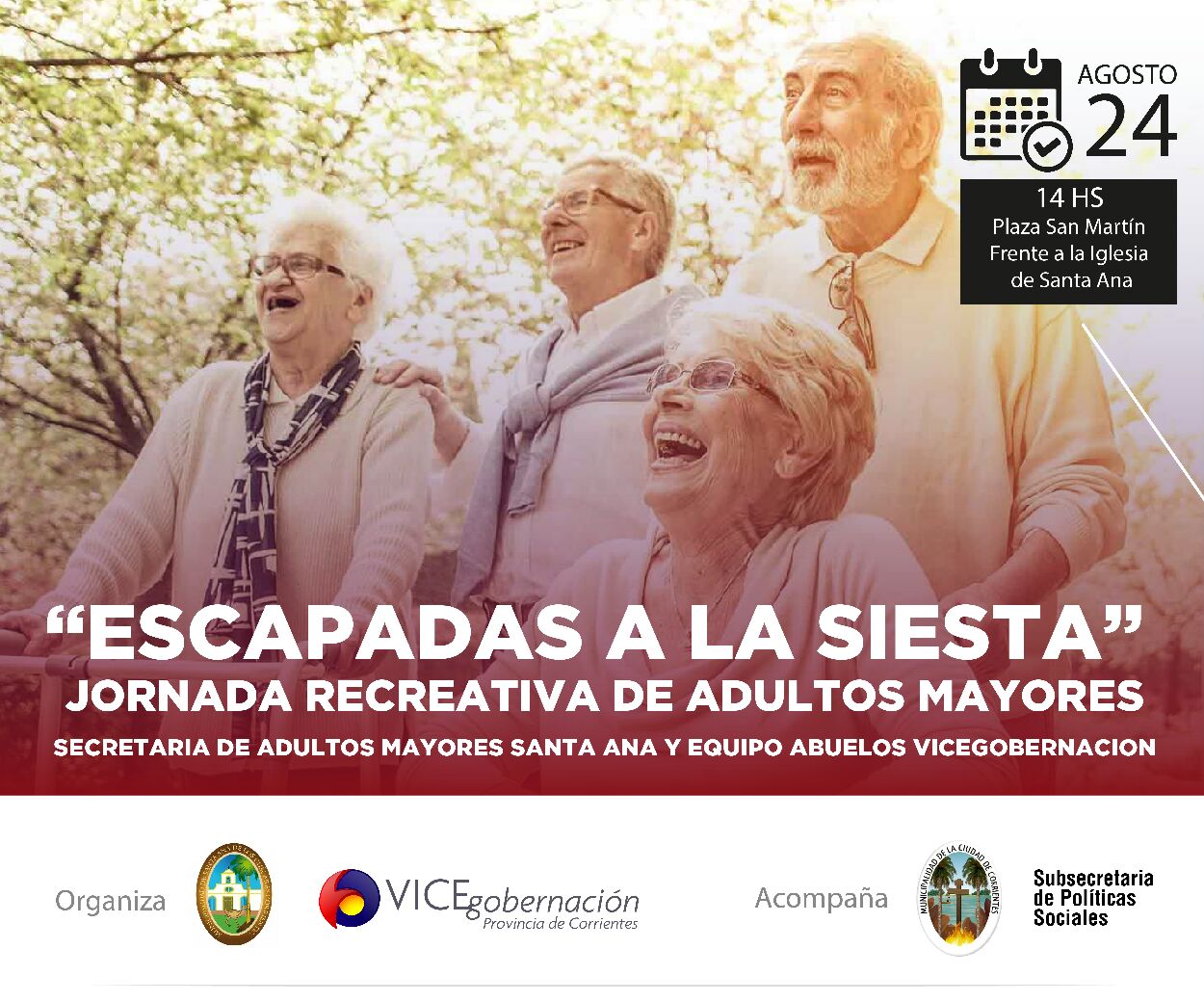 Invitación a jornada recreativa para los adultos mayores