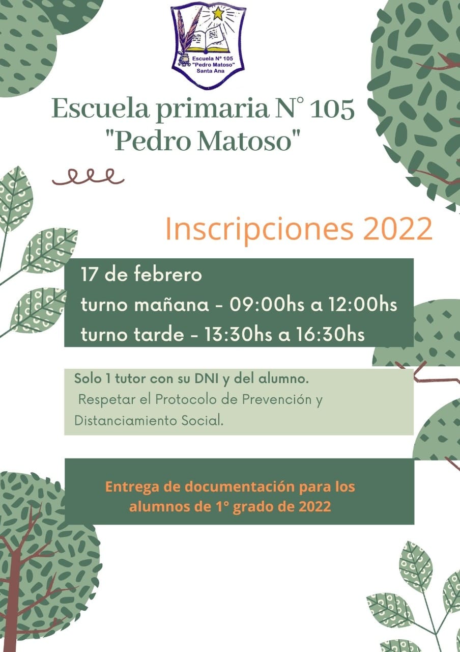 Inscripciones Abiertas – Escuela Primaria