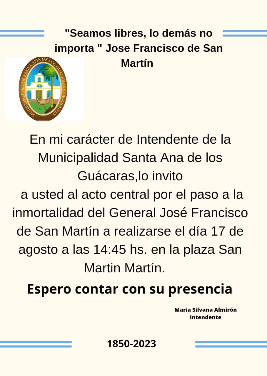 Invitación Acto por el Gral. San Martín