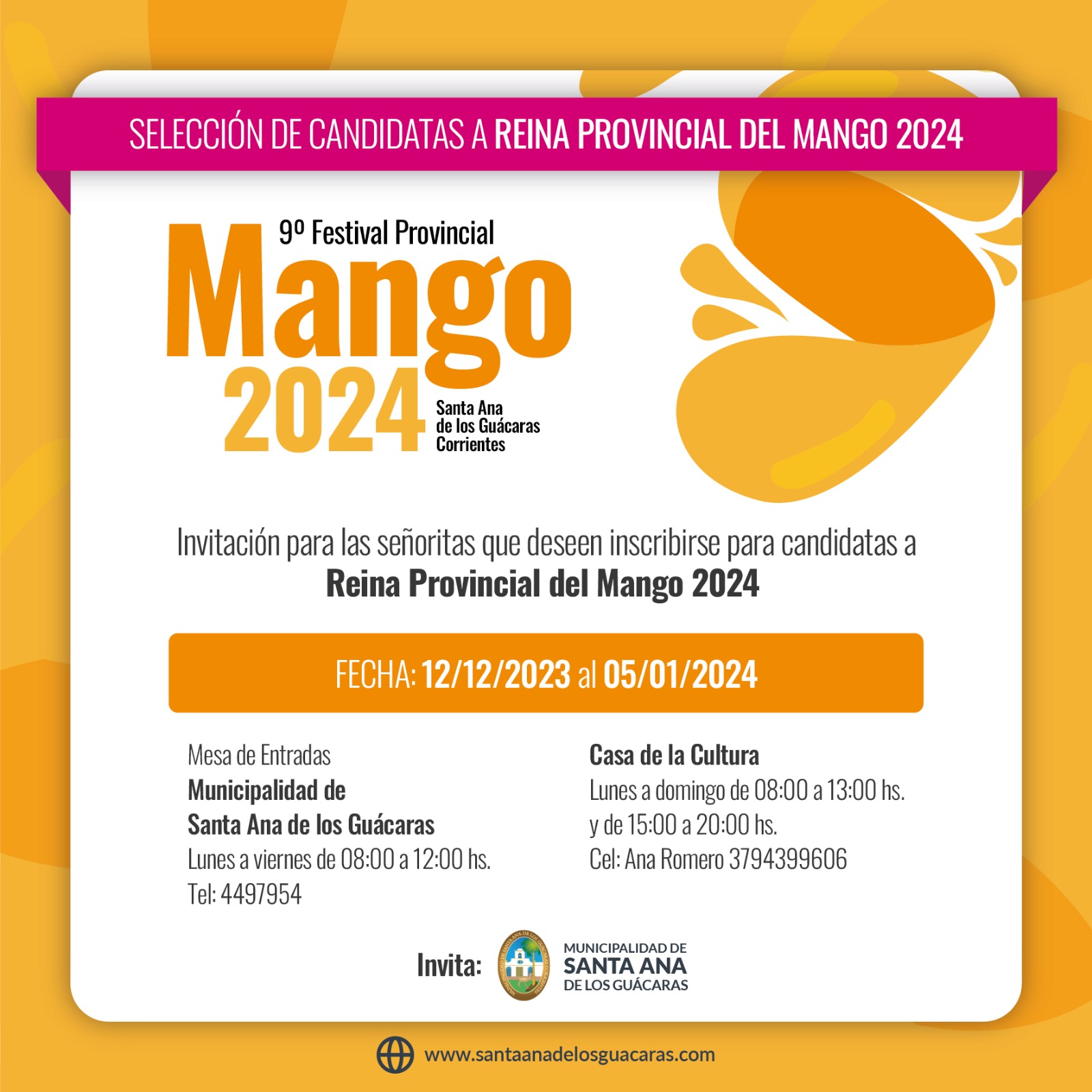 Inscripciones para Reina Provincial del Mango