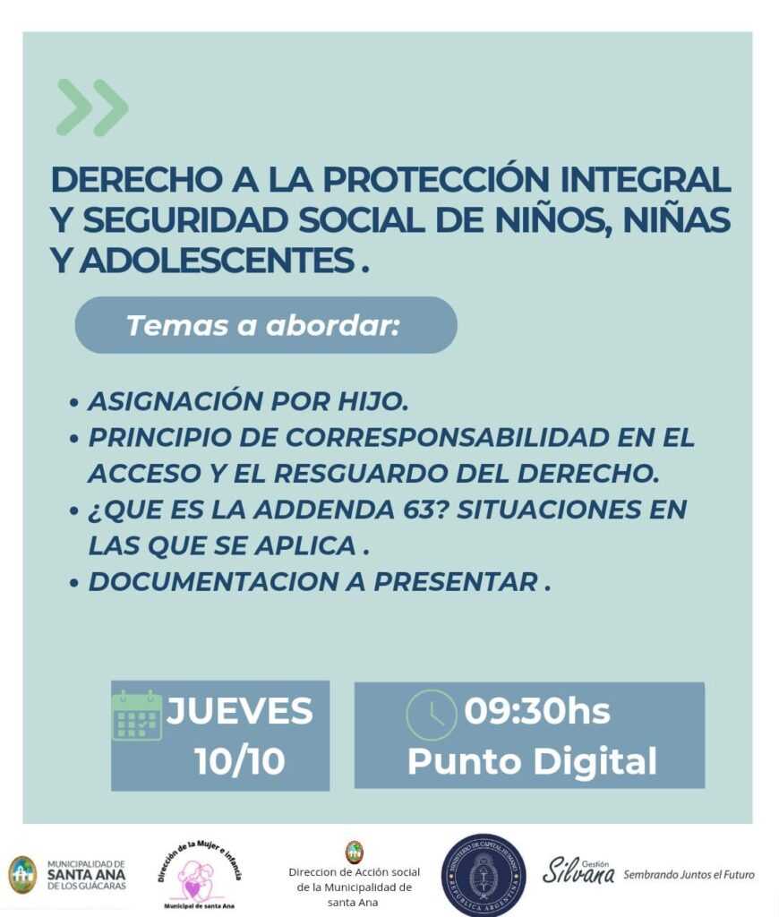 invitacion a charla sobre derechos y proteccion de los niños y adolescentes