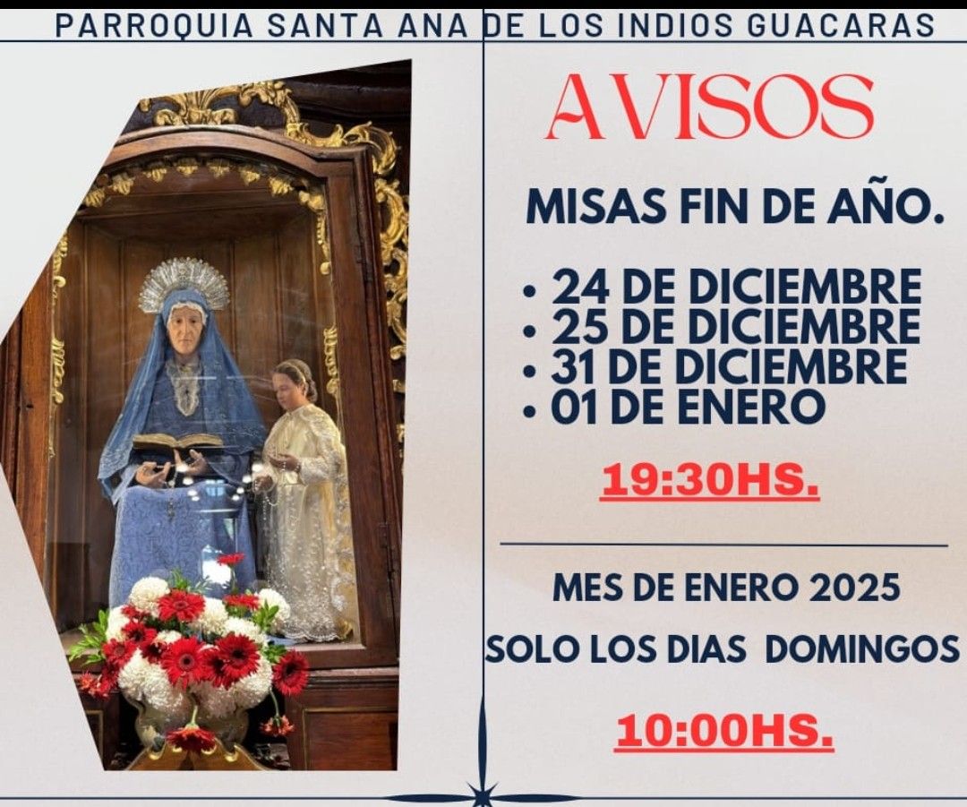 Parroquia – Horarios misa Enero 2025