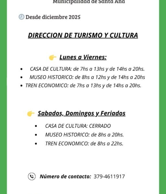 Horarios de atención al Turista 2026