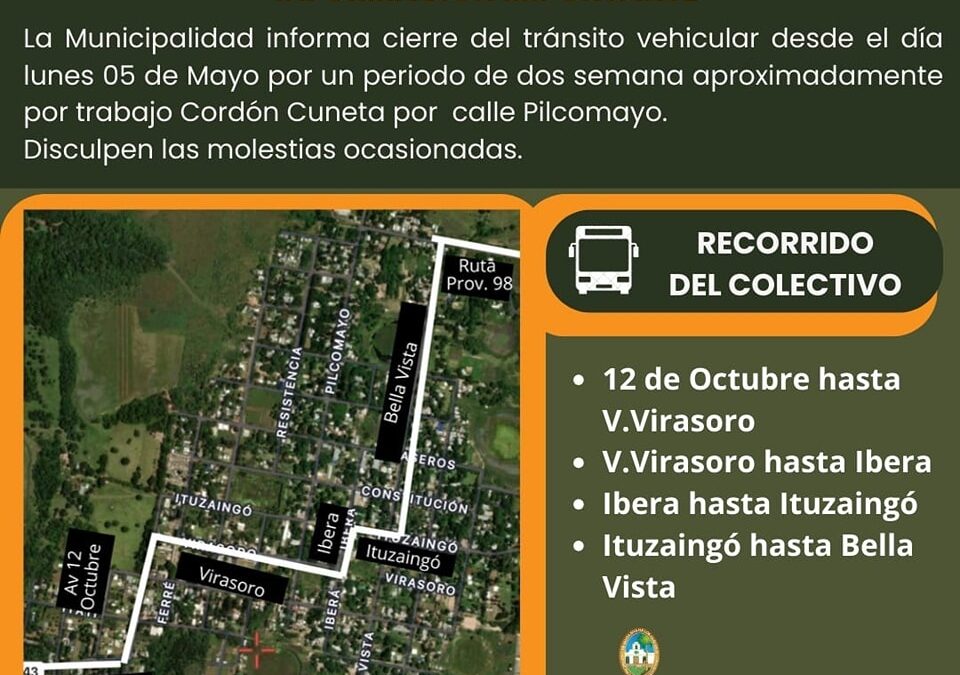 Modificación temporal del recorrido del colectivo